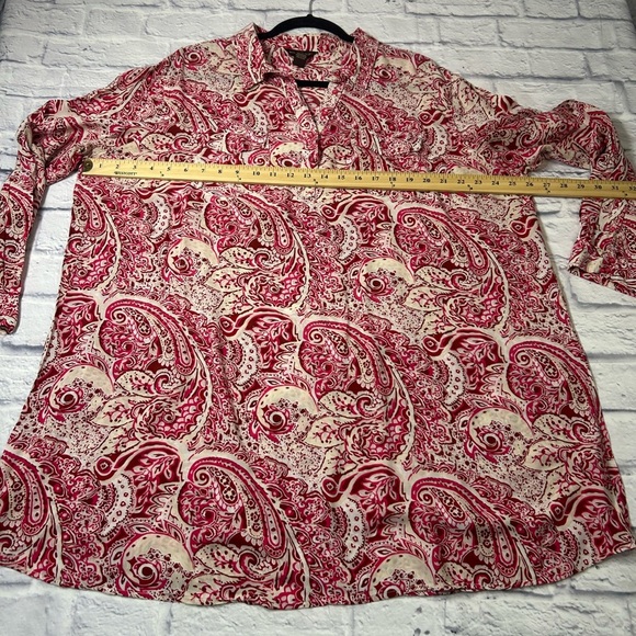Wear with Tall Boots this Fall! Bit & Bridle Red and Cream Paisley Shirt Dress! - Picture 6 of 7